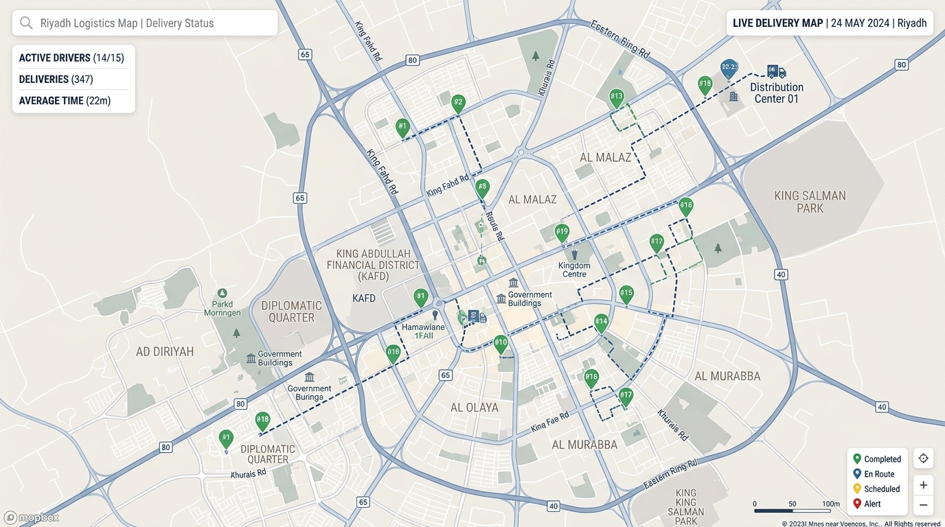 Riyadh Cold-Chain Delivery Map